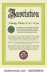 Yellow Retro invitation template. Perfect design. Easy to print. Vector illustration. 