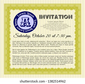 Yellow Retro invitation template. Printer friendly. Beauty design. Vector illustration. 