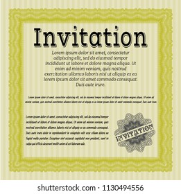 Yellow Retro invitation template. With quality background. Artistry design. Customizable, Easy to edit and change colors. 