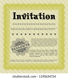 Yellow Retro invitation template. With quality background. Good design. Customizable, Easy to edit and change colors. 