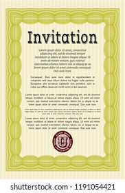 Yellow Retro invitation template. With quality background. Cordial design. Customizable, Easy to edit and change colors. 