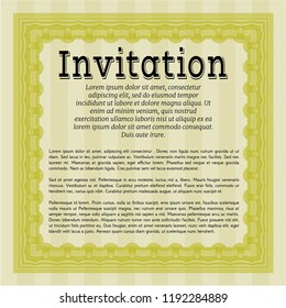 Yellow Retro invitation template. With quality background. Vector illustration. Sophisticated design. 