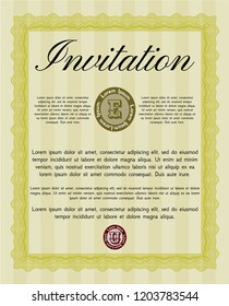 Yellow Retro invitation template. With quality background. Perfect design. Customizable, Easy to edit and change colors. 