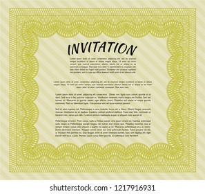 Yellow Retro invitation template. With quality background. Money Pattern design. Detailed. 