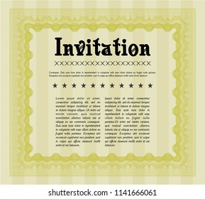Yellow Retro invitation template. Vector illustration. Printer friendly. Elegant design. 