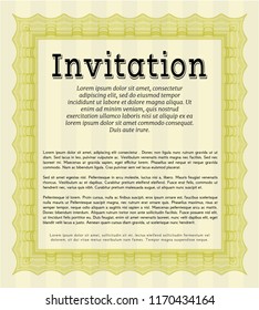 Yellow Retro invitation template. Vector illustration. With complex background. Money design. 