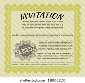Yellow Retro invitation template. Vector illustration. With quality background. Elegant design. 