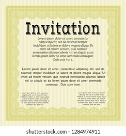 Yellow Retro invitation template. Vector illustration. Complex background. Excellent design. 