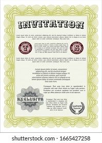 Yellow Retro invitation template. Vector illustration. Complex background. Modern design. 