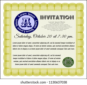 Yellow Retro invitation. Vector illustration. With quality background. Excellent design. 