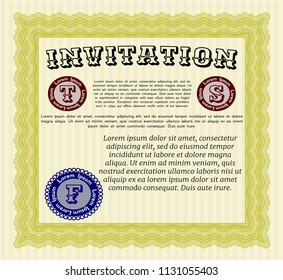 Yellow Retro invitation. Vector illustration. With quality background. Perfect design. 