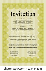 Yellow Retro invitation. Vector illustration. Easy to print. Beauty design. 