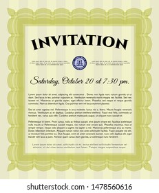 Yellow Retro invitation. Vector illustration. With complex background. Sophisticated design. 