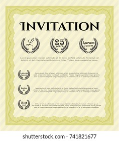 Yellow Retro invitation. Vector illustration. Complex background. Elegant design. 