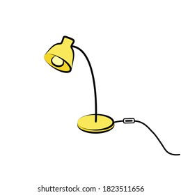 Yellow retro lamp vector illustration on white background