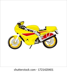 yellow retro motorbike illustration vector design. transportation vehicle two wheel