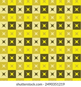 Yellow Retro Shapes Checkered Surface
