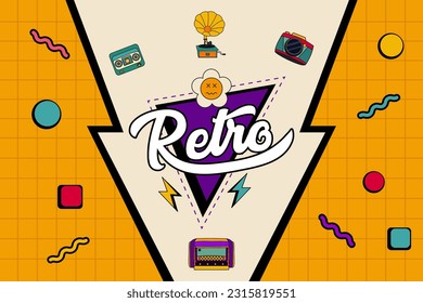 Yellow Retro Templates Unique Concept Vector Illustration