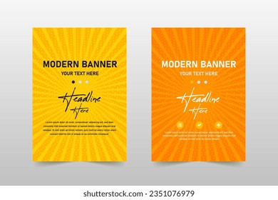 Modèle de bannière d'entreprise Jaune Retro Vintage avec Sun Rays, peut être utilisé pour les conceptions d'entreprise, les conceptions de présentations ou tout autre design approprié.