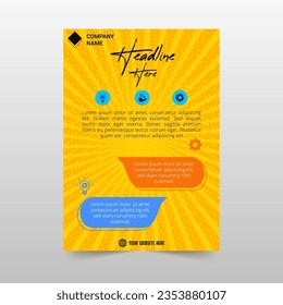 Le modèle de prospectus d'entreprise Jaune Retro Vintage avec Sun Rays peut être utilisé pour les conceptions d'entreprise, les conceptions de présentations ou tout autre design approprié.