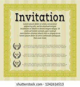Yellow Retro vintage invitation. Beauty design. Detailed. Printer friendly. 