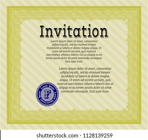 Yellow Retro vintage invitation. With complex background. Excellent design. Customizable, Easy to edit and change colors. 