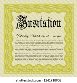 Yellow Retro vintage invitation. With complex background. Customizable, Easy to edit and change colors. Good design. 