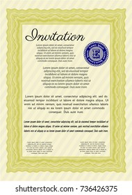 Yellow Retro vintage invitation. Complex background. Retro design. Detailed. 