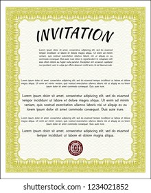 Yellow Retro vintage invitation. Retro design. Printer friendly. Customizable, Easy to edit and change colors. 
