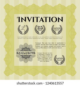Yellow Retro vintage invitation. Retro design. Complex background. Customizable, Easy to edit and change colors. 