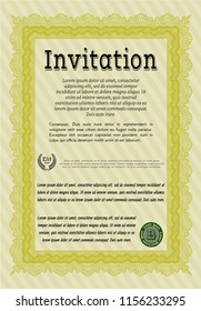 Yellow Retro vintage invitation. Detailed. With background. Beauty design. 