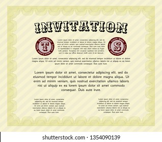 Yellow Retro vintage invitation. Detailed. With quality background. Beauty design. 