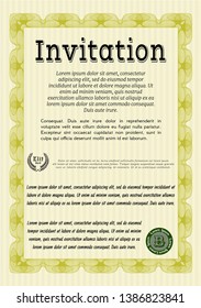 Yellow Retro vintage invitation. Easy to print. Customizable, Easy to edit and change colors. Nice design. 