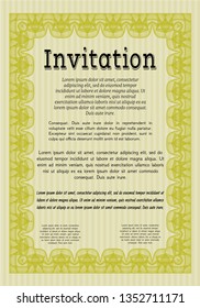 Yellow Retro vintage invitation. Excellent design. With background. Vector illustration. 