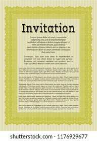 Yellow Retro vintage invitation. With linear background. Customizable, Easy to edit and change colors. Money style design. 