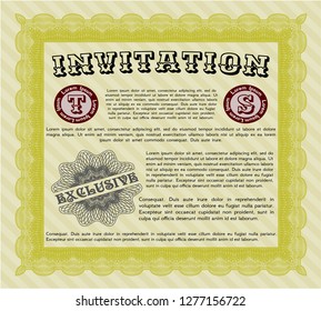 Yellow Retro vintage invitation. Lovely design. Detailed. Easy to print. 