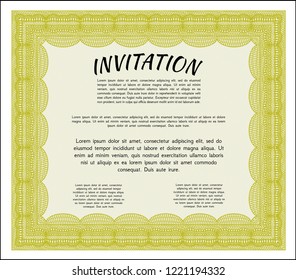Yellow Retro vintage invitation. Modern design. Customizable, Easy to edit and change colors. With linear background. 