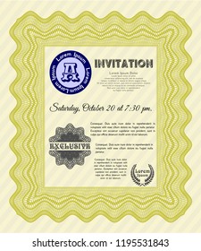 Yellow Retro vintage invitation. Money Pattern. Vector illustration. With quality background. 