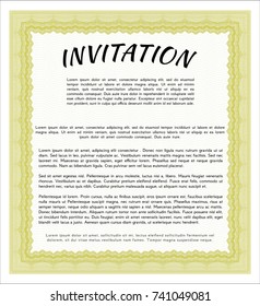 Yellow Retro vintage invitation. Money design. With complex background. Customizable, Easy to edit and change colors. 
