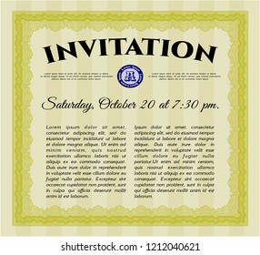 Yellow Retro vintage invitation. Nice design. Customizable, Easy to edit and change colors. With complex background. 