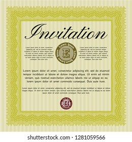 Yellow Retro vintage invitation. Nice design. Easy to print. Customizable, Easy to edit and change colors. 