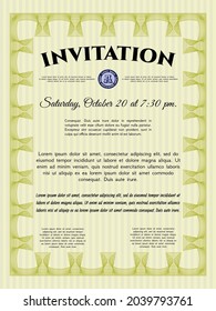 Yellow Retro vintage invitation. Nice design. With complex background. Customizable, Easy to edit and change colors. 