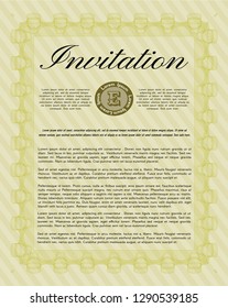Yellow Retro vintage invitation. Perfect design. With quality background. Vector illustration. 
