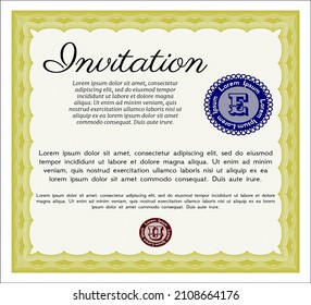 Yellow Retro vintage invitation. Perfect design. With quality background. Customizable, Easy to edit and change colors. 