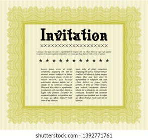 Yellow Retro vintage invitation. Printer friendly. Beauty design. Customizable, Easy to edit and change colors. 