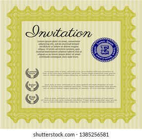 Yellow Retro vintage invitation. With quality background. Customizable, Easy to edit and change colors. Money style design. 