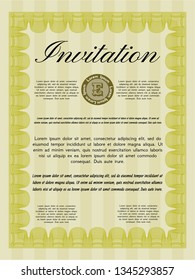 Yellow Retro vintage invitation. Superior design. Vector illustration. Easy to print. 