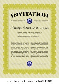 Yellow Retro vintage invitation. Vector illustration. Complex background. Money design. 