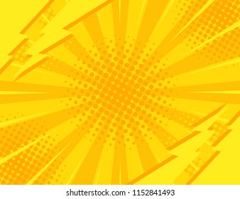 Yellow Retro vintage style background with sun rays and lightning. Vector illustration.