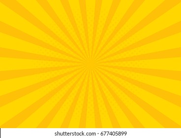 Yellow Retro vintage style background with sun rays vector illustration.